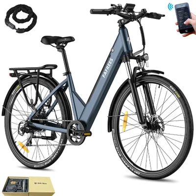 Produktbild von City E-Bike Rostfreie Aluminiumlegierung 36 V 14,5 Ah 522 Wh bis zu 90 - 110 km Elektrofahrrad 27,5 Zoll Wasserdicht IP54 mit 7 Gang, Blau