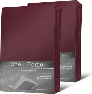 Produktbild von 2er Pack Spannbettlaken FROTTEE 180x200 cm - 200x200 cm bordeaux Spannbetttuch