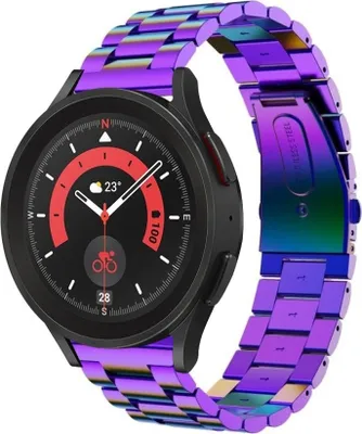 Produktbild von Strap-it Stahlarmband - Kompatibel mit Samsung Galaxy Watch 5 Pro Armband Ersatzarmband Edelstahl - Faltschließe - Hochwertiges Material - für Smartwatch 20mm Armband Bunt