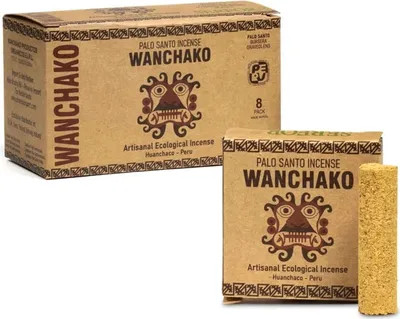 Produktbild von Palo Santo Wanchako Räucherstäbchen, Schachtel mit 8 Packungen – Packung mit 8 Stück – 8 x 16 g