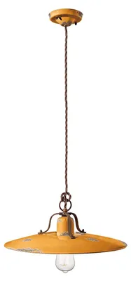Produktbild von Hängeleuchte aus Eisen und Keramik im Vintage-Industriedesign Country SO - Gelb