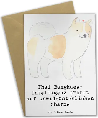 Produktbild von Mr. & Mrs. Panda Grußkarte Thai Bangkaew Charme - Weiß - Geschenk, pure Freude, Hunderasse, einladungskarten, Hund, Hunderassen Vielfalt, aktives Haustier, verspielt