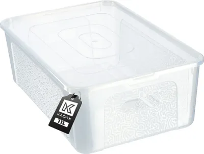 Produktbild von KADAX Kunststoffbehälter 11L mit Deckel, transparenter, abschließbarer Box-Organizer