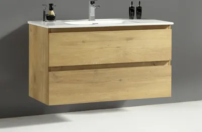 Produktbild von Alpenberger Waschtisch mit Unterschrank 120 cm Breit | Badezimmerschrank Badezimmermöbel Doppelwaschbecken | Waschbeckenunterschrank mit Waschbecken | Doppelwaschtisch
