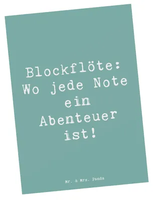 Produktbild von Mr. & Mrs. Panda Ansichtskarte Spruch Abenteuer Blockflöte - Meeresbrise - Geschenk, Tenorblockflöte, Musikinstrument, Noten, Lernen, Musiker, Postkarten, Bassblockflöte
