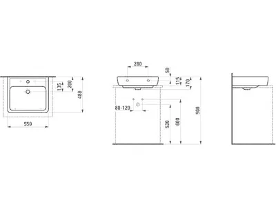 Zdjęcie produktu dla Laufen Pro - Umywalka, 550x480 mm, 1 otwór na baterię, biały H8179510001041