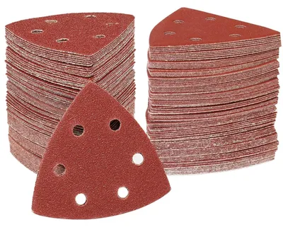 Immagine prodotto di Carta abrasiva a velcro, 50 pezzi, 93x93x93 mm, grana 60, ossido di alluminio, con sistema di aspirazione della polvere