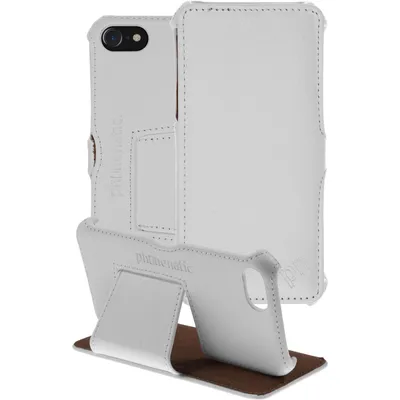 Produktbild von PhoneNatic Echt-Lederhülle kompatibel mit Apple iPhone 7 / 8 / SE 2020 - Leder-Case weiß + Glasfolie