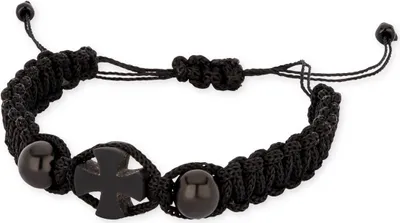 Produktbild von Armband gestrickt Gagat Kreuz Psalmen 51, 91 браслет Псалом- 90, 50 крест гагат
