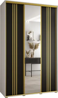Produktbild von MEBLE KRYSPOL Davos 7 Schrank, drei Türen - 235,2x160x45 cm - Weiß Schwarz Gold