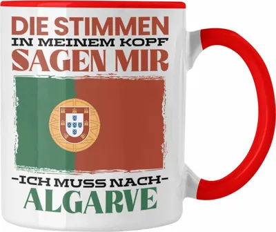 Produktbild von Trendation - Algarve Tasse Urlaub Heimat Geschenk Spruch Portgual Geschenkidee (Rot)