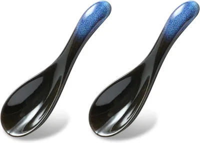 Imagen del producto de Cucharas de porcelana, 2 unidades, color blanco, para uso en la cocina y para servir