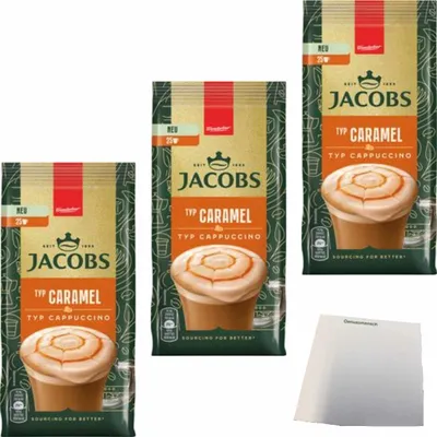 Produktbild von Jacobs Cappuccino Caramel 3er Pack (3x360g Packung) + usy Block