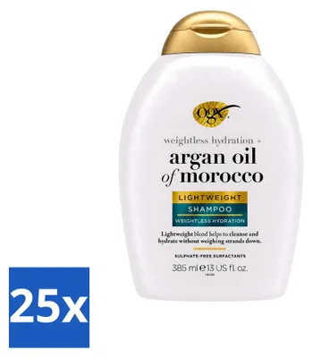 Zdjęcie produktu dla 25 sztuk szamponu OGX Argan Oil of Morocco - Lekka formuła - do codziennego użytku - 385 ml - Opakowanie ekonomiczne