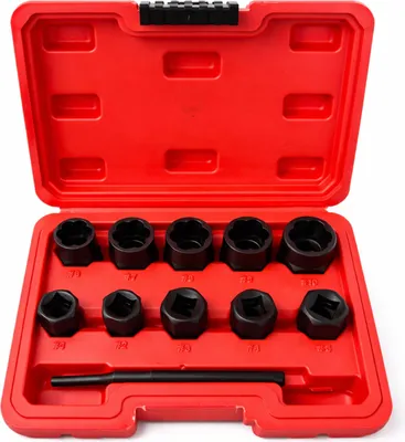 Immagine prodotto di Set bussole per rimozione viti e bulloni danneggiati,9–19 mm, 11 pezzi, Gebo Tools