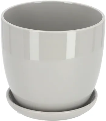Image de KOTARBAU® Pot en céramique, pot de culture pour fleurs et plantes, diamètre 13 cm, gris