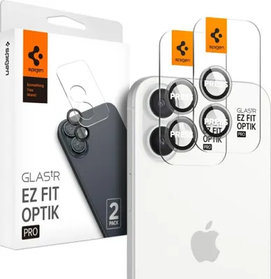 Zdjęcie produktu dla Spigen Glas.tR EZ Fit Optik Pro, Apple, iPhone 16 Plus / iPhone 16, Odporny na zadrapania, Przezroczysty, 2 szt.