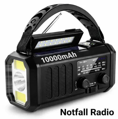 Obrázok produktu pre Núdzové rádio, powerbanka s kapacitou 10 000 mAh, solárne nabíjanie, čierna