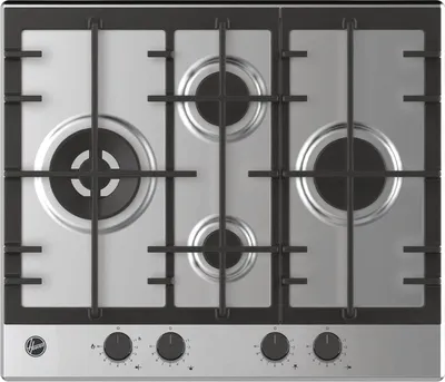 Produktbild von Hoover H-HOB 500 GAS HHG6D5WC5X NL, Edelstahl, Integriert, 59.5 cm, Gaskochfeld, Edelstahl, 4 Zone(n)