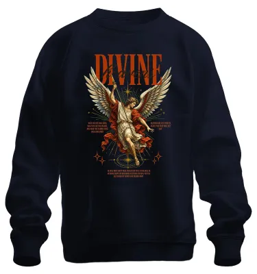 Immagine prodotto di Divina, felpa con cappuccio, angelo Michele, ali, Dio, religiosa, blu navy, taglia S