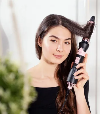 Produktbild von Navaris Warmluftbürste mit 4 Aufsätzen - Stylingdüse Thermobürste Rundbürste mit einziehbaren Borstenreihen Paddle Brush - Keramik Locken Bürste