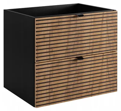 Zdjęcie produktu dla Szafka Łazienkowa Wisząca Pod Umywalkę 80X46 Cm Czarny Dąb Regał Front Mdf