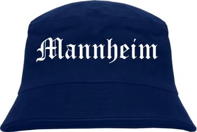 Produktbild von Mannheim Fischerhut - Dunkelblau - Altdeutsch - bedruckt - Bucket Hat Anglerhut Hut L/XL Dunkelblau