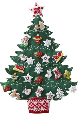 Produktbild von Bucilla Nordic Tree Adventskalender Filz Applikation Kit für kreative Bastler