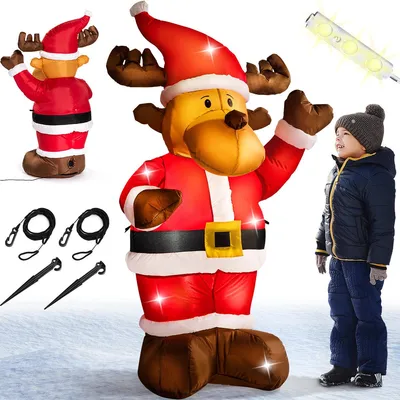 Produktbild von MONZANA® Aufblasbares Rentier 135cm LED Beleuchtet Befestigungsmaterial IP44 Außen Witterungsbeständig Weihnachtsdeko Weihnachtsfigur Christmas