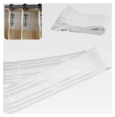 Produktbild von 85mm x 4m Schlaufenband für Gardinen, Reiband für Gardinen, Universal Kräuselband, Gardinen-Faltenband, Weißes Reihband für Vorhänge, Gardinen Kräuselband zum Aufnähen, Gardinenband zum Nähen