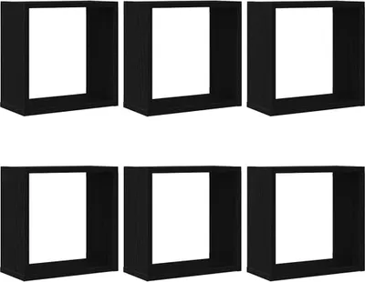 Obrázok produktu pre vidaXL Nástenné police Cube 6 ks čierny dubový vzhľad 30x15x30 cm