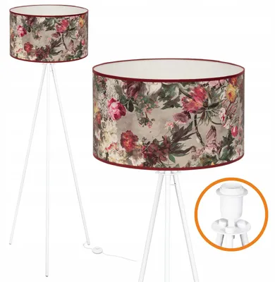 Produktbild von Cerlux Trigni Stehlampe mit Blumenmuster, E27, Weiß