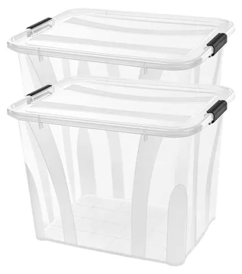 Aufbewahrungsbox 55 l, 2er-Set, transparent, Polypropylen