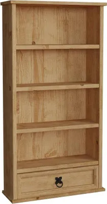 Immagine prodotto di Libreria in legno massello con cassetti e scomparti per DVD e CD