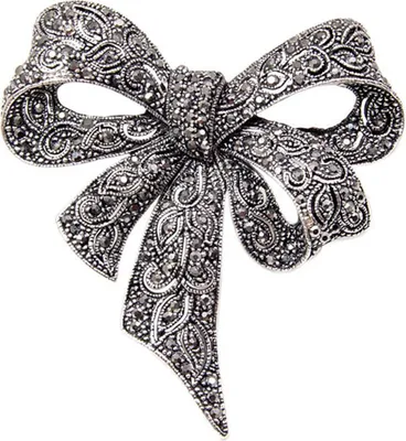 Produktbild von Schwarze Broschen für Damen - Große Schleifenbrosche - Vintage Schmuck - Winteraccessoires