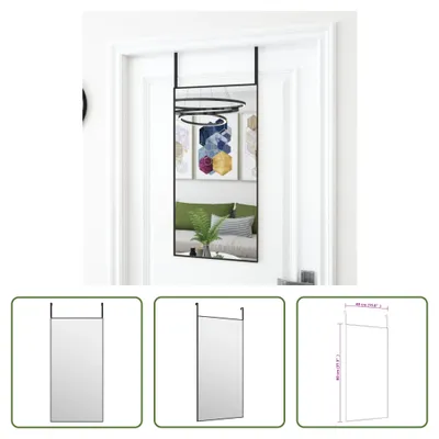 Zdjęcie produktu dla The Living Store Lustro na drzwi czarne 40x80 cm szkło i aluminium