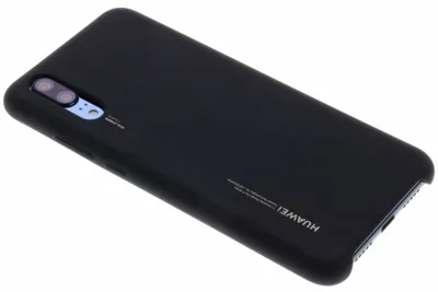 A black Huawei phone case is shown from a diagonal top-down perspective against a white background.