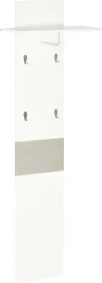 Obrázek produktu pro Nábytek do předsíně – nástěnná věšáková skříň s odkládací plochou – 4 háčky – 50 x 23,5 x 160 cm – bílá