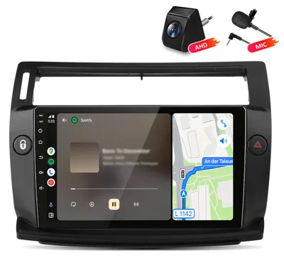Obrázok produktu pre Autorádio s 4+64 GB pamäte, s kamerou a mikrofónom, pre vozidlá Citroen C4 (ročníky 2004-2009), s funkciami Carplay, Android Auto, GPS navigáciou, Wi-Fi, Bluetooth, DAB+ a RDS, s 9-palcovým displejom