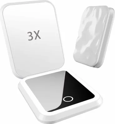 Immagine prodotto di INF Specchio Trucco LED Ricaricabile con Ingrandimento 3x - Portatile Bianco