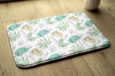 Produktbild von Badteppich Saugfähige - Badezimmer Teppich - Rutschfester Badvorleger Badematte - 90x60 cm - Pflanzen