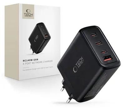 Obrázok produktu pre Tech-Protect Nc140W-Gan 4-portová sieťová nabíjačka PD 140 W / QC 3.0, čierna