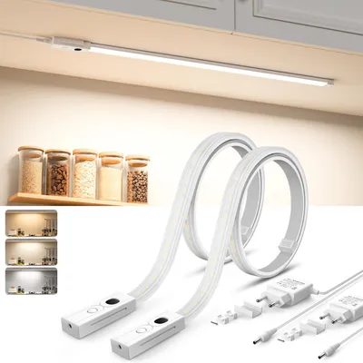 LED-Unterbauleuchte 60 cm, dimmbar, 3 Farbtemperaturen, 2 Stück