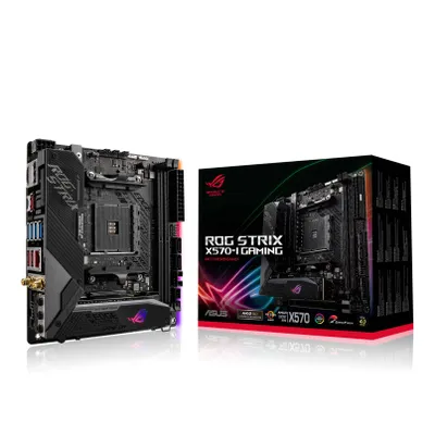 Produktbild von ASUS ROG Strix X570-I Gaming, AMD, Sockel AM4, AMD Ryzen 2000 Series, AMD Ryzen 3000 Series, DDR4-SDRAM, 64 GB, DIMM