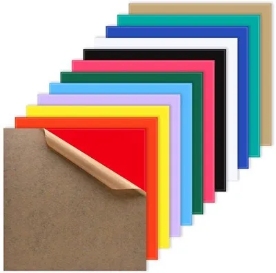 Produktbild von Set mit 12 farbenfrohen Acrylplatten, 30 x 30 cm, Kunststoffplatte, 3 mm dick, Acrylplatte für Laserschneiden und