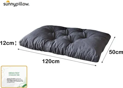 Produktbild von sunnypillow Palettenkissen für Gartenmöbel - Sitzkissen 120 x 50 cm - Palettenauflage für Palettensofa - Palettenpolster, Sitzpolster für Palettenmöbel - Gesteppte Gartenkissen - Kissen Anthrazit