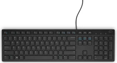 A black Dell keyboard is shown from a top-down view against a white background.