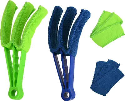 Image de Heilmetz Brosse de nettoyage manuelle microfibre lavable, plumeau pour stores, climatisation, radiateurs de salle de bain, nettoyeur de lamelles 2 pièces