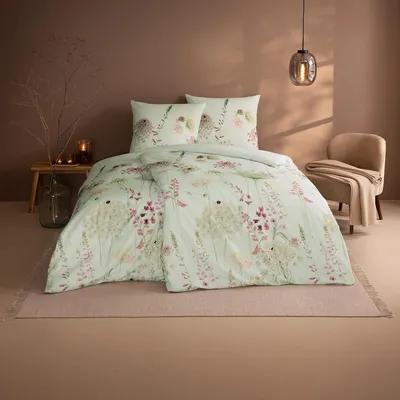 Produktbild von Estella Kuschelflanell Bettwäsche Meadow mint 155x220 cm + 80x80 cm