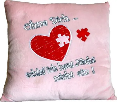 Produktbild von Plüschkissen Kissen Zierkissen Sofakissen Spruchkissen bestickt Herz rosa